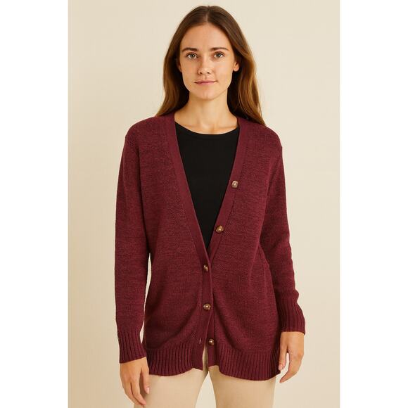 Equipment Femme Knit Cardigan Sweater Button Up Maroon Small Academia Preppy - Picture 1 of 5